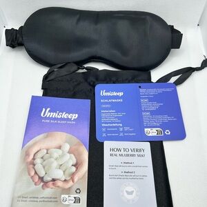 Umisleep 100% Pure Mulberry Silk Sleep Mask 22 Momme 6A Black Light Blocking NEW